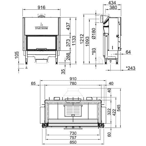 Holzeinsatz Spartherm Varia ASh 7 kW Schiebetür