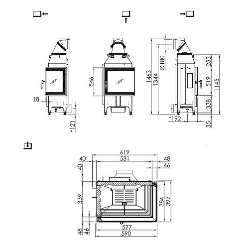 Holzeinsatz Spartherm Varia 2R-55 7 kW Drehtür
