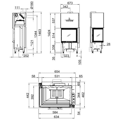 Holzeinsatz Spartherm Varia 2L-55h 7 kW Schiebetür