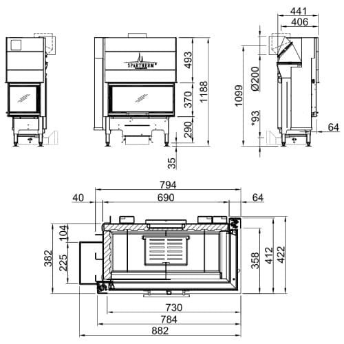Holzeinsatz Spartherm Varia AS-2Rh 7 kW Schiebetür