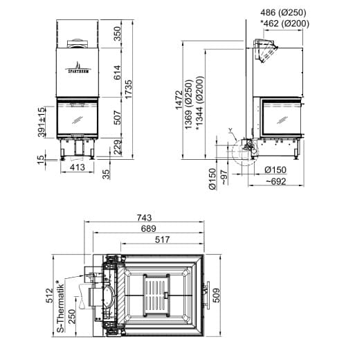 Holzeinsatz Spartherm Arte U-50h 9,3 kW Schiebetür