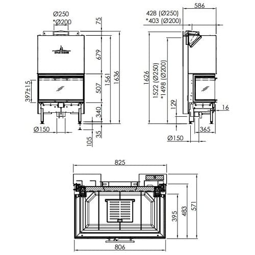 Holzeinsatz Spartherm Arte 3RL-80h 11,4 kW Schiebetür