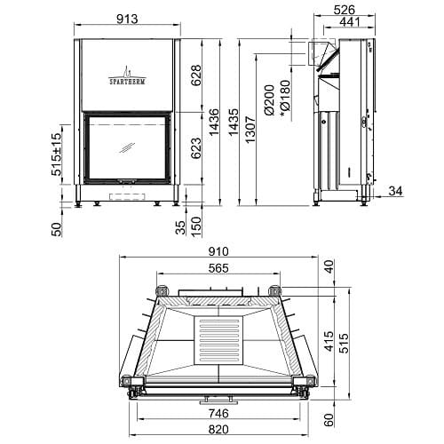 Holzeinsatz Spartherm Varia Sh 10,5 kW raumluftunabhängig Schiebetür