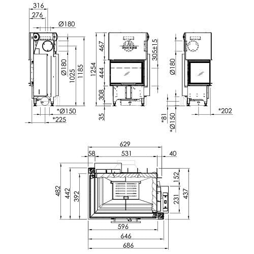 Holzeinsatz Spartherm Varia 2L-62h 6,9 kW raumluftunabhängig