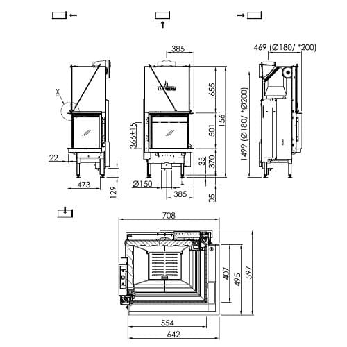 Holzeinsatz Spartherm Premium V-2R-55h 7,9 kW