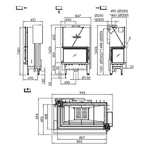 Holzeinsatz Spartherm Premium V-2L-80h 10,5 kW Eckkamin Schiebetür