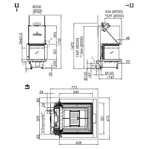 Holzeinsatz Spartherm Premium A-U-50h 9,3 kW Panorama-Kamin, Schiebetür