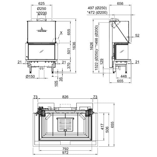Holzeinsatz Spartherm Premium A-3RL-80h 11,4 kW Panoramakamin, Schiebetür