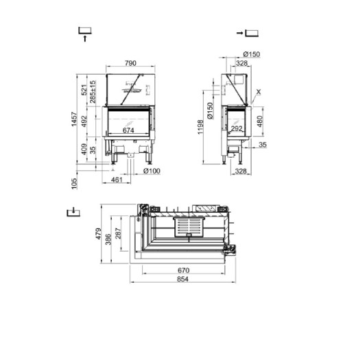 Holzeinsatz Spartherm Lean 2L-70h 7,9 kW Schiebetür