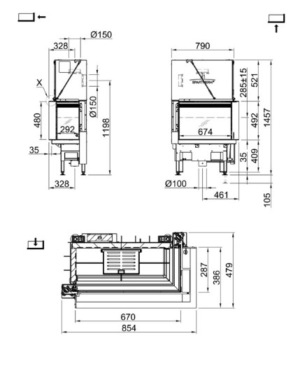 Holzeinsatz Spartherm Lean 2R-70h 7,9 kW Schiebetür