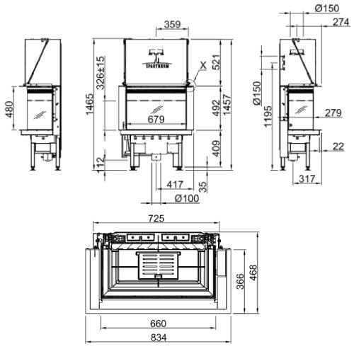 Holzeinsatz Spartherm Lean 3RL-70h 7,5 kW raumluftunabhängig