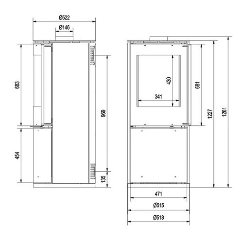 Holzofen Fram Marie 6 kW Wärmespeicher