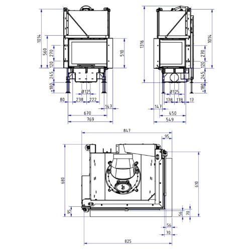 Holzeinsatz SCHMID Ekko R 67(45) h evo 9 kW Schiebetür