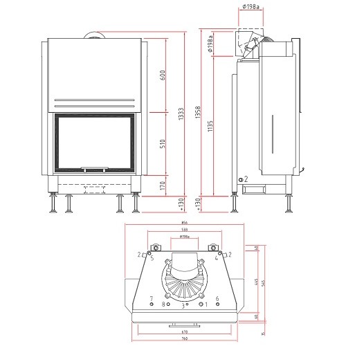 Holzeinsatz SCHMID Lina W 6751 h Schiebetür 14,5 kW Hydro
