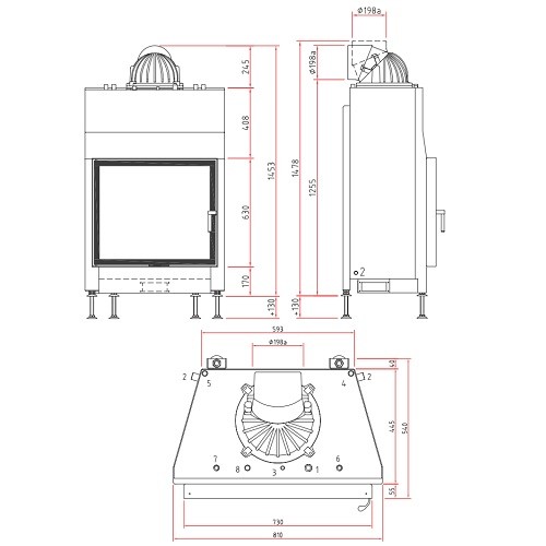Holzeinsatz SCHMID Lina W 7363 s Drehtür 14,9 kW Hydro