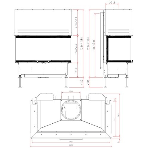 Holzeinsatz SCHMID Ekko U100(45) h Schiebetür 15 kW