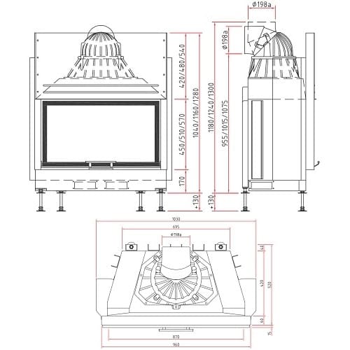 Holzeinsatz SCHMID Lina 87 h mit Schiebetür 10 kW