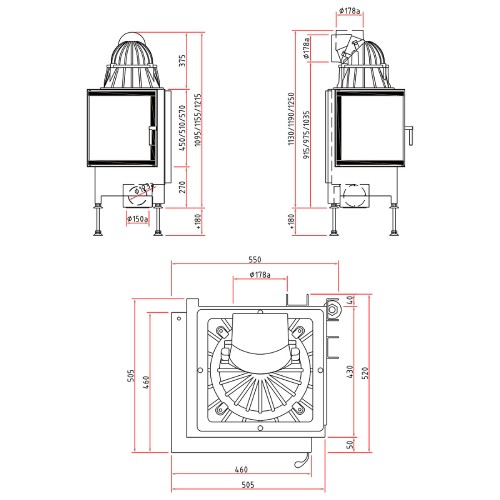 Holzeinsatz SCHMID EKKO 45(45) s 7 kW Drehtür