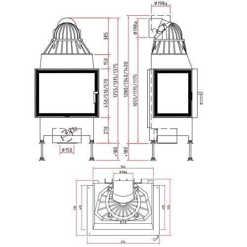 Holzeinsatz SCHMID Ekko U67(45) mit Drehtür 9 kW