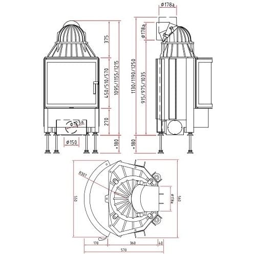 Holzeinsatz SCHMID Ronda 55 s 7 kW Drehtür