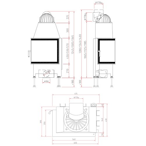 Holzeinsatz SCHMID Ekko L 55(34) s 7 kW Drehtür