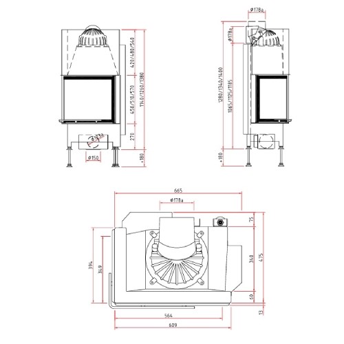 Holzeinsatz SCHMID Ekko L 55(34) h – 7 kW mit vitre angulaire