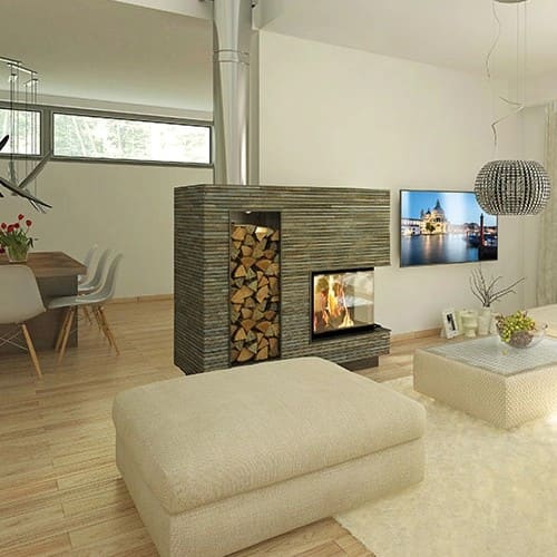 Holzeinsatz SCHMID Ekko R 55(34) h 7 kW Schiebetür