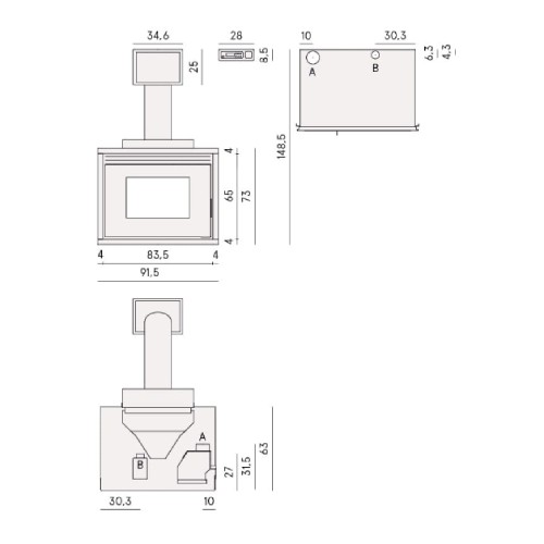 Pelleteinsatz Cadel Saturno 24 | 24,7 kW Hydro