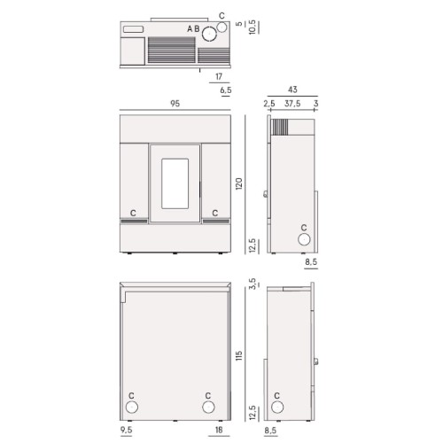 Pelletofen Cadel Mithos Plus 12 Up-Twin 12 kW