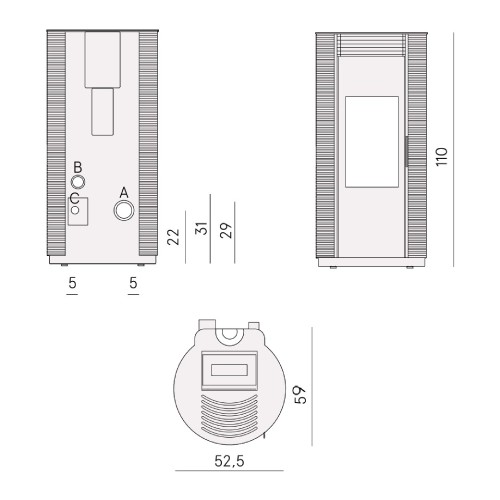 Pelletofen Cadel Spin Plus 9 Airtech Ps 8,5 kW