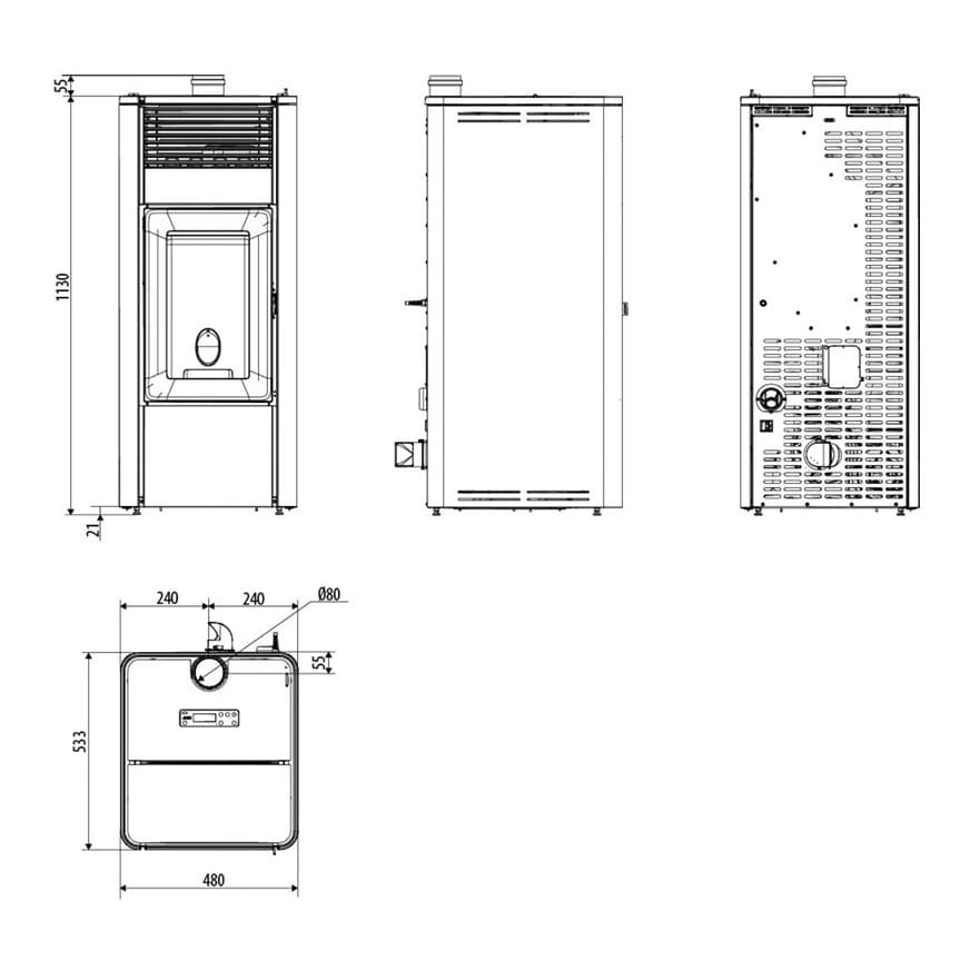 Pelletofen MCZ TEIA Comfort Air 10 UP! S2 10 kW