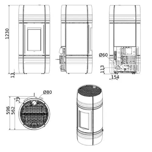 Pelletofen MCZ CURVE Air Matic 8 UP! M2 Core 8 kW