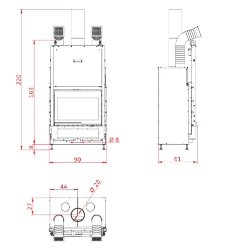 Holzeinsatz Palazzetti Ecomonoblocco WTX 80F N18 17,8 kW