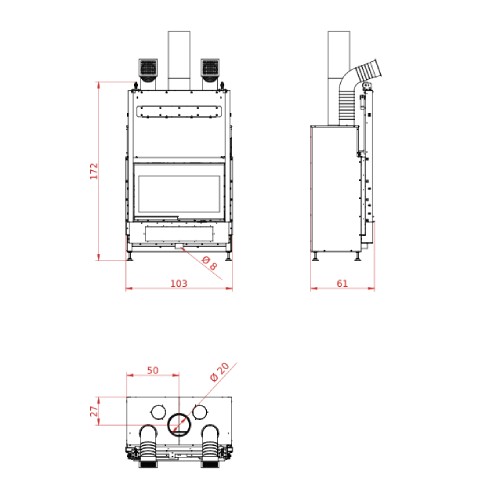 Holzeinsatz Palazzetti Ecomonoblocco WTX 90F N19 19,1 kW
