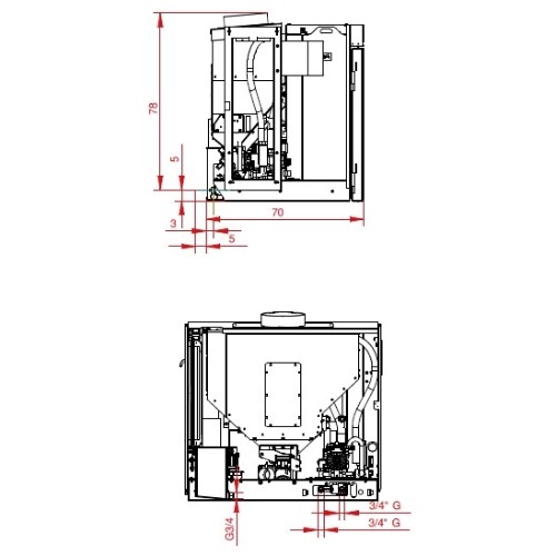 Pellet-Kaminsatz Palazzetti Ecofire Idro V24 23,8 kW mit ventilateur d'air ambiant