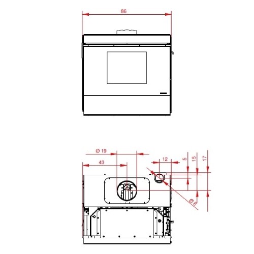 Pellet-Kaminsatz Palazzetti Ecofire Idro V24 23,8 kW mit ventilateur d'air ambiant