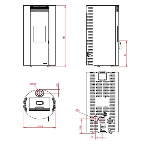 Pelletofen Palazzetti Ecofire Emily TC US 9 kW