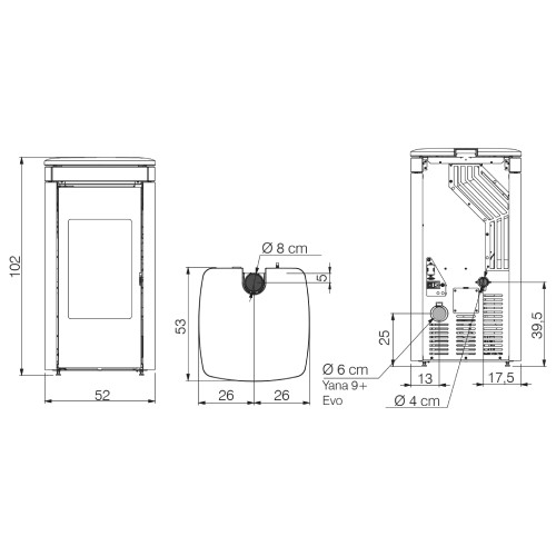Pelletofen Edilkamin Yana 9+ Evo 9,2 kW