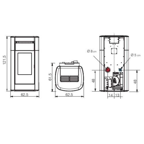 Pelletofen Edilkamin Vyda H 19 Evo 19,2 kW Hydro