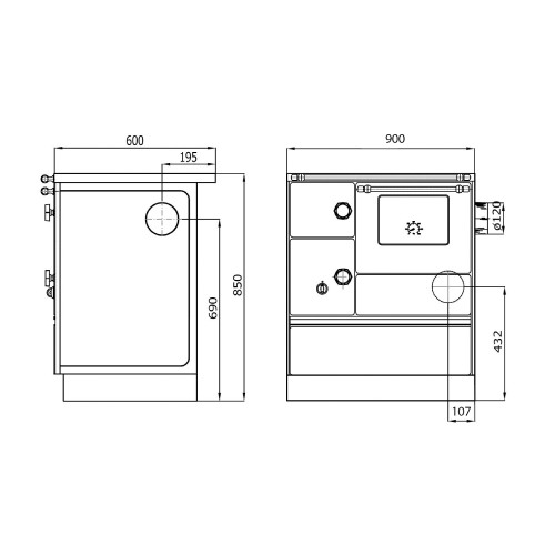 Holz-Küchenherd Westminster Ofen mit fester Brennstoffzufuhr K 76 F 90 | 7,6 kW