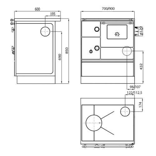 Holz-Küchenherd Westminster Ofen mit fester Brennstoffversorgung K 76 90 | 7,3 kW