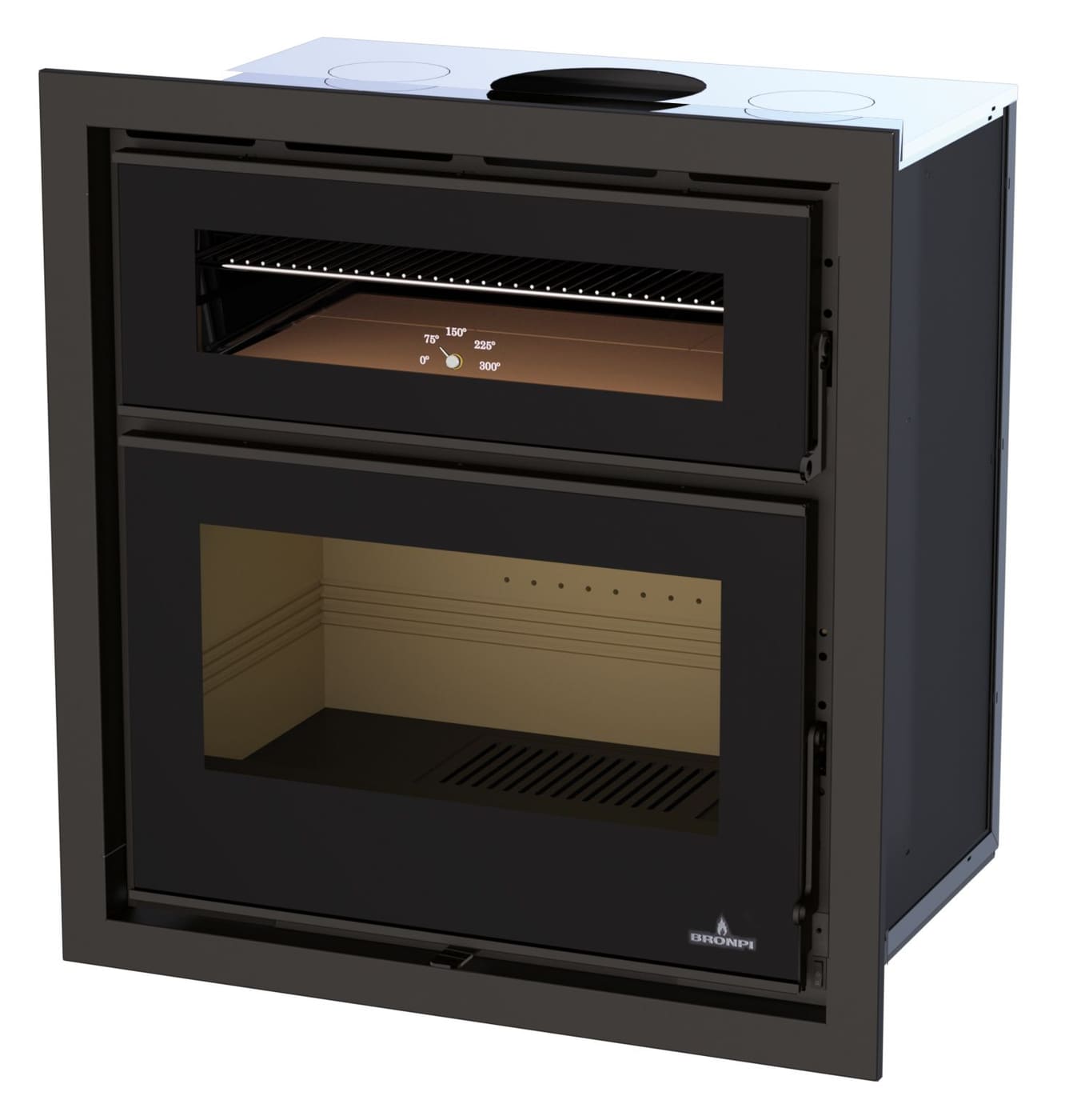 Holzeinsatz belüftet, mit Backfach kanalisierbar - BRONPI Denver 15 kW
