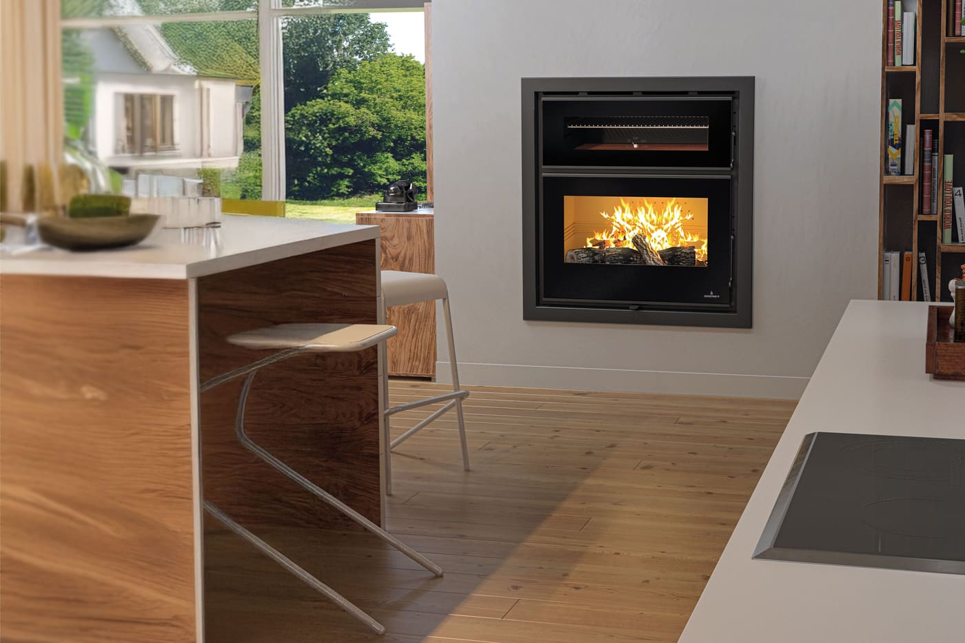 Holzeinsatz belüftet, mit Backfach kanalisierbar - BRONPI Denver 15 kW