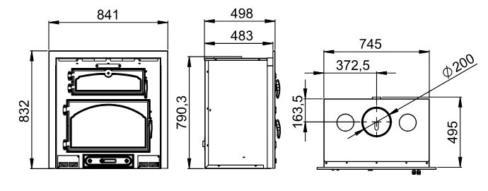 Holzeinsatz mit belüftetem Backfach, kanalisierbar - BRONPI Everest 15 kW