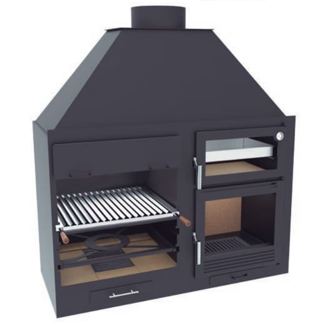 Holzkohle-/Holzgrill mit Backfach - FM CALEFACCION - FUSION 140
