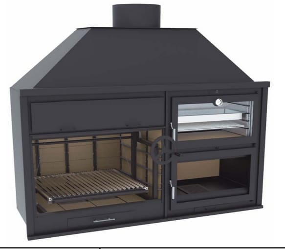 Grill mit Frontheber und Holzbackofen - FM CALEFACCION - FUSION 200E