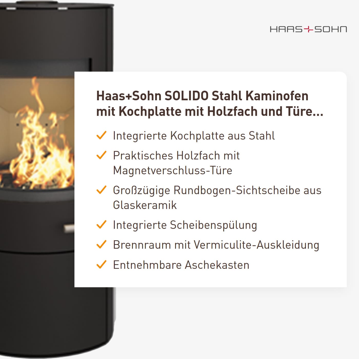 Haas+Sohn SOLIDO mit Kochplatte mit Kaminofen