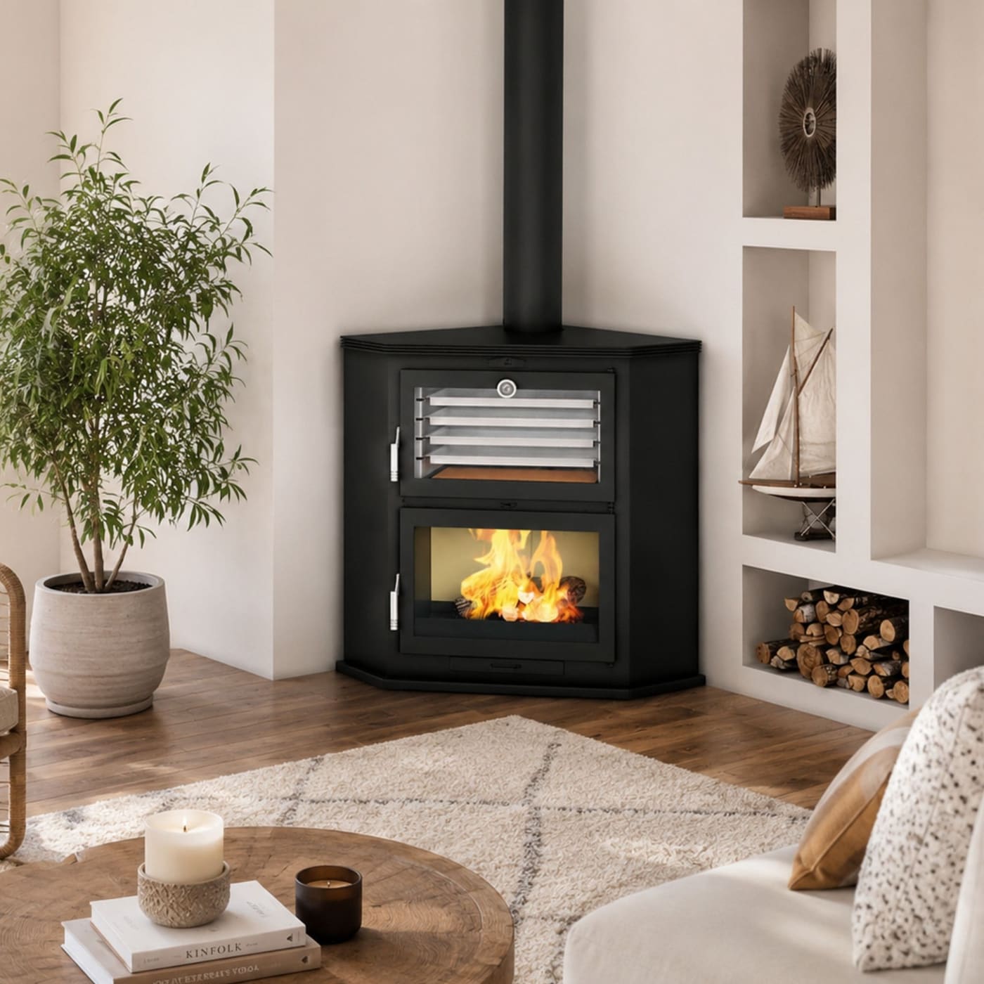Eck-Holzofen mit Backfach - FIREMATIC Texas 10.9 kW
