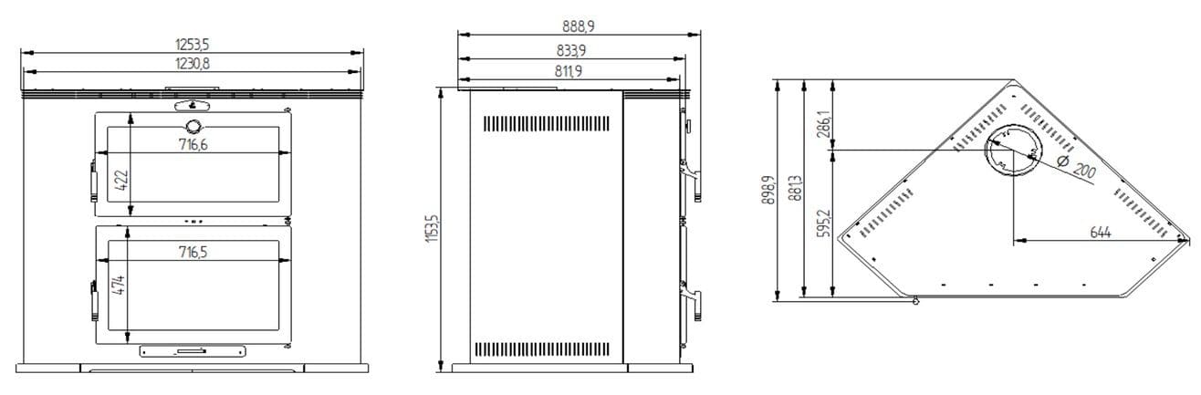 Holzofen Eck mit Backfach - FIREMATIC Texas 10.9 kW
