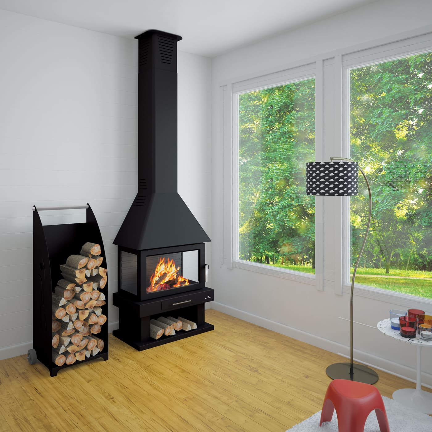 3-Scheiben-Kamin - BRONPI Huesca 10 kW